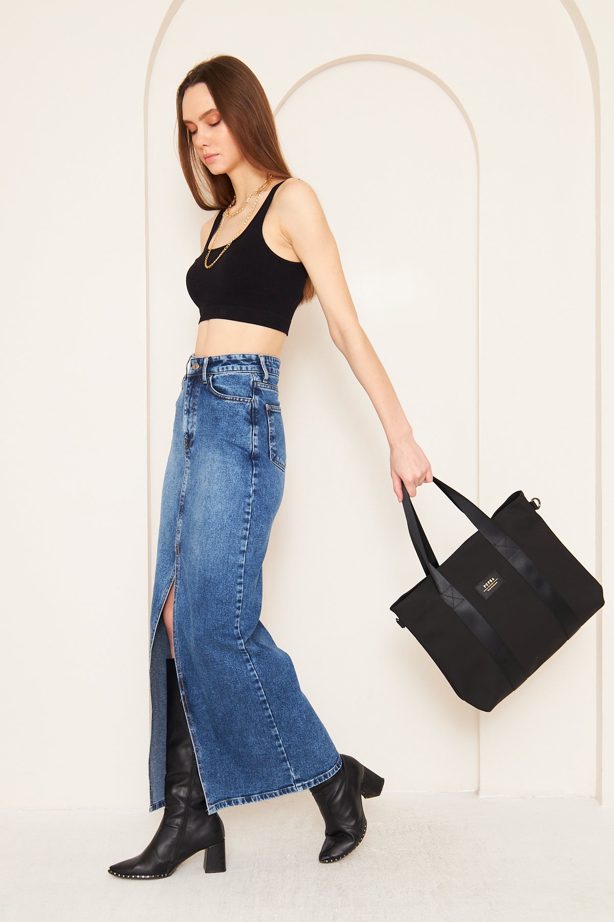 Yaga Large X Tote Bag - Black